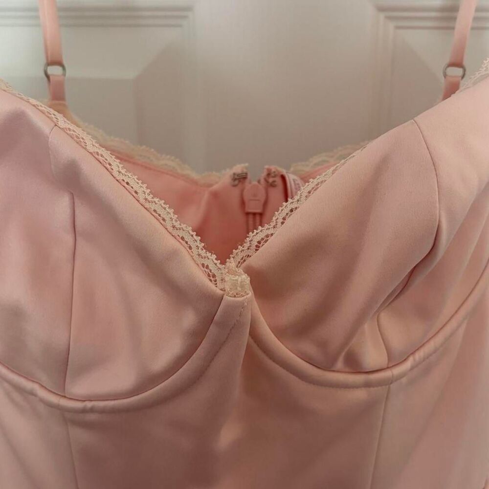 NWT House of CB Mademoiselle Pink Satin Dress with Tulle Skirt Size S Bigger Cup - Picture 4 of 8